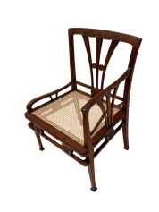 Art Nouveau Armchair with Wicker Seat by H.P. Mutters & Zoon, 1900s